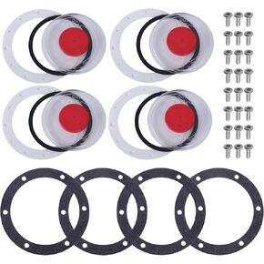 3595995 Hub Cap Window Cover Kit for 3434009 Hub Caps 4 Set 359-5995 Hubcap Oil Window with Plugs Gaskets and Bolts Replace for Stemco 343-4009 Semi Truck Trailer Hub Caps