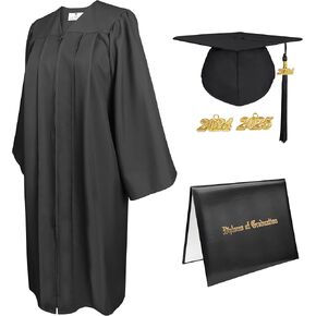 قبعة تخرج GradPlaza Matte Graduation وثوب مع غطاء دبلوم أسود للمدرسة المتوسطة والثانوية