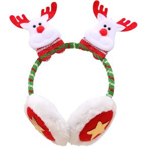 Christmas Earmuffs Headband Christmas Elk Ear Warmers Headband for Winter Outdoor Christmas Party Costume Headwear