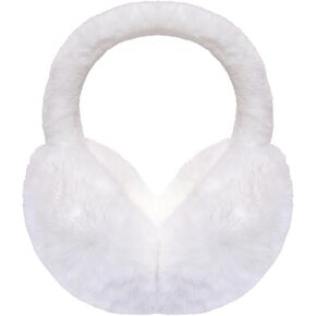 Womens Warm Ear Muffs Winter Faux Fur Earmuffs Unisex Fluffy Ear Warmer Fuzzy Adjustable Foldable Ear Covers Cold Weather