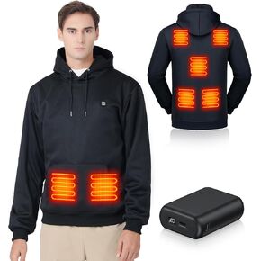 Heated Hoodie for Men with Battery Pack, Electric Heating Sweatshirt, Winter Thermal Pullover Sweater, 20000mAh
