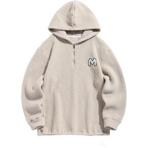 ZAFUL Men's Hoodies Ethnic Style Contrast Binding Kangaroo Pocket Loose Pullover Fuzzy Hoodie