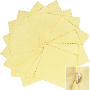 100Pcs Silver Cleaning Cloth Polishing Cloth for Sliver Jewelry, Brass Silverware, Tarnish Ring, 3.15inch×3.15inch Yellow Cleaning Cloth