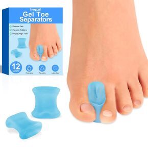 12 Pack Gel Toe Separators, Bunion Toe Spacers for Straightening Overlapping Toes, Hammertoe Corrector, Soft Silicone Bunion Pads for Women Men Toe Pain Relief (Clear)