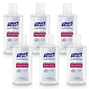 PURELL PRIME DEFENSE Advanced Hand Sanitizer, 85%, Maximum Strength Formula, 4 fl oz Travel Size Bottles (Pack of 6), 3499-04-EC