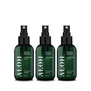 ALŌH Sanitizing Hand Mist 3-pack | Peppermint Eucalyptus + Aloe | 70% Alcohol Hydrating Hand Sanitizer Spray with Essential Oil, for Kids & Adults | 2oz Travel Size Bottle (Set of 3)