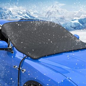 Windshield Cover for Ice and Snow, Windproof Cover thickened for Winter, Anti-frost car windshield cover,with sturdy fixed rope hook and storage bag accessories, Fits Most Cars, SUVs,Trucks(60x 49 In)