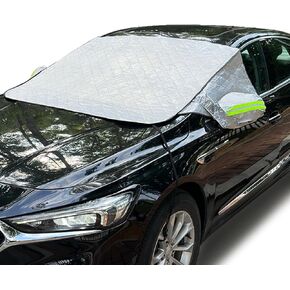 Car Windshield Cover for Ice and Snow, 2 Side Mirror & Rearview Mirror Protector, 92''x46'' Windshield Snow Cover with Magnetic Edges, Windproof UV Sunshade Cover for Cars SUVs Vans Trucks