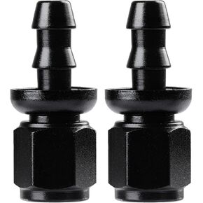 Ucreative 6AN Straight Push Lock Hose Fitting End Black 2PCS