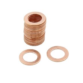 X AUTOHAUX 30pcs M7 x 14mm x 1mm Copper Flat Washer Sealing Gasket Ring for Screw Bolt Nut