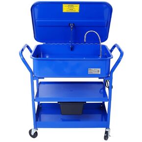 40 Gallon Parts Washer, Large Capacity Parts Cleaner for Wheel Bearings, Gears, Carburetors, Electric Solvent Pump Portable Automotive Parts Cleaner with Shelf Tank for Repair Shop, Workshop, Garage
