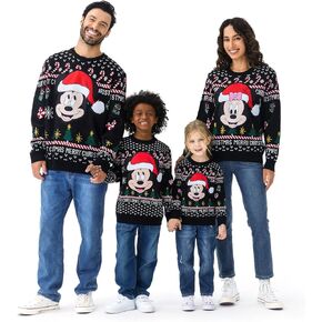 Disney Stitch Christmas Family Matching Snow Sweater Funny Holiday Long Sleeve Crew Neck Pullover Tops Festival Party Sets