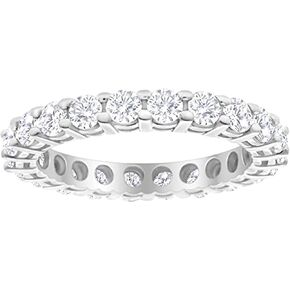 1 Carat (ctw) 14K White Gold Round LAB GROWN Diamond Ladies Eternity Wedding Anniversary Stackable Ring Band Luxury Collection (D-E Color VS1-VS2 Clarity)