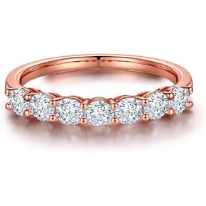 MOOSEA 7 Stone Moissanite Rings for Women, 3MM D Color VVS1 Clarity Lab Created Wedding Band 18K White Yellow Rose Gold Filled 7 Stone Moissanite Rings for Women Mom Wife Gifts