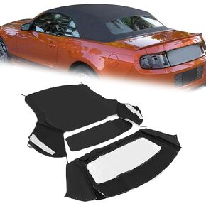 Kojem Convertible Soft Top Compatible with 1994-2004 Ford Mustang Sailcloth Vinyl Roof with Plastic Window Black Foldable