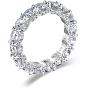 WES Wedding Band Ring for Women, 5.3cttw D Color VVS1 Lab Created Diamond Ring,Round Cut Sterling Silver Moissanite Eternity Ring, Anniversary Engagement Stackable Rings