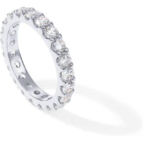 PAVOI 14K Gold Plated Cubic Zirconia Stackable Eternity Ring | 3.0mm Eternity Bands | Gold Wedding Ring Band for Women | Promise Ring for Couples