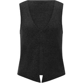 Women Crochet Vest Top Y2k Knit V Neck Sleeveless Button Down Vintage Casual Streetwear
