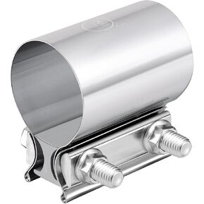 EVIL ENERGY 2.5 Inch Exhaust Clamp,2 1/2" Butt Joint Band Clamp Sleeve Coupler Stainless Steel for Pipes,Mufflers,Catalytic Converters 2PC