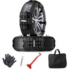 VaygWay Car Snow Tire Anti-Slip Chains - All Season Black Upgraded - Emergency Vehicle Tire Chains for Cars, SUVs, & Trucks (Black Upgraded, 6 Pack)