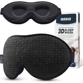 INNELO Contoured Sleep Mask for Side Sleepers - 100% Light Blocking, Soft and No Pressure on Eyes - Blindfold for Travel, Nap, Yoga
