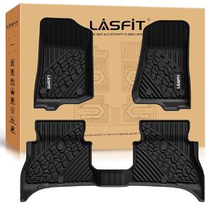 LASFIT Trunk Mat for Jeep Wrangler JL 2018-2025 with Flat Load Floor and Subwoofer Unlimited 4 Door (Not Fit for JK or 4XE) All Weather TPE Custom Fit Cargo Mat Trunk Liner Cargo Liner, Black