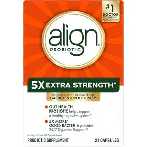 Align Probiotic Extra Strength, Probiotics for Women and Men, #1 Doctor Recommended Brand‡, 5X More Good Bacteria^ to Help Support a Healthy Digestive System*, 42 Capsules (Packaging May Vary)