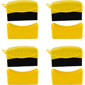 4 Pack Reusable Tire Shine Applicator - Yellow Tire Dressing Brush with Lid for Car Cleaning, Waxing, and Detailing