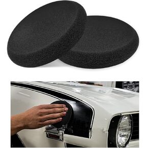 2 PCS Car Wax Applicator Pads, Soft Detailing Round Polishing Sponges, Side Pressing Hand Sponge Pads Kit for Cars and Boats Paint Waxing, Universal Car Accessories (Black)