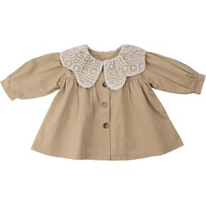 HOOLCHEAN Toddler Little Girls Mid-length Trench Coat with Lace Ruffle Collar for 1-7 Years