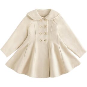 Simplee kids Girls Dress Coat Lapel Button Winter Jackets Coats Long Sleeve Outerwear with Pockets 4-14Years