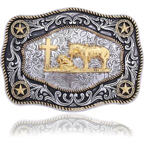 Longhorn Bull Horse Eagle Belt Buckle for Men Women Western Belt Buckle Cowboy Rodeo Cross Prayer Belt Buckle
