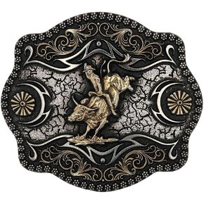 Montana Silversmiths Men's A-Blaze Filigree Framed Bull Rider Belt Buckle No Color One Size