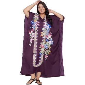 Oussum Women Kaftan Plus Size Polyester Summer Caftan Cover Ups Maxi House Dress