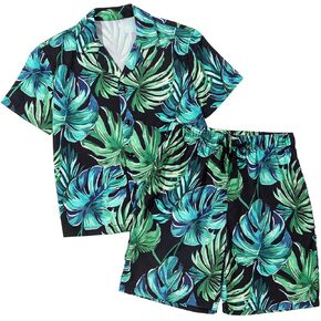 blibean Boys Short Sleeve Shirts Button Down Clothes Sets Size 6-15 Year