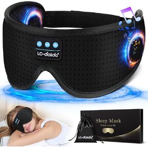 LC-dolida Sleep Headphones, White Noise Bluetooth Sleep Mask 3D Wireless Eye Mask Sleeping with Timing, Sleep Mask with Bluetooth Headphones for Side Sleepers Travel Yoga, Cool Gifts Men Women