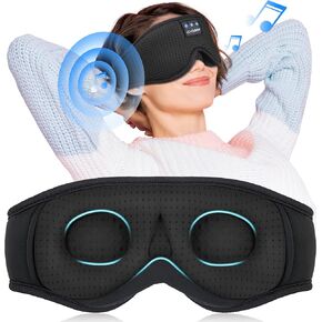 سماعات رأس LC-dolida للنوم، قناع نوم بلوتوث بالضوضاء البيضاء قناع عين لاسلكي ثلاثي الأبعاد للنوم مع توقيت، قناع نوم مع سماعات بلوتوث للنائمين الجانبيين أثناء السفر واليوجا، هدايا رائعة للرجال والنساء in Kuwait