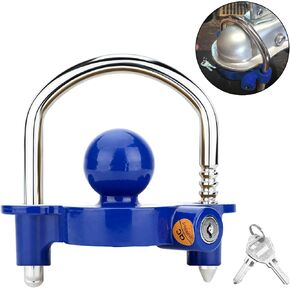Funmit Trailer Lock Universal Coupler Ball Lock Fits 1-7/8", 2", and 2-5/16" Couplers, Boat Camper Accessories for Travel Trailers Adjustable Heavy-Duty Steel Hitch Lock Yellow