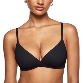 INLYRIC Women's Inbarely Triangle Bralette Comfortable Unlined V Neck Wireless Smoothing Bra Top Stretch