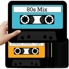 Big Dot of Happiness 80's Retro Large Cut-Outs, Cassette Tape Decorations, DIY Totally 1980s Large Party Essential, Set of 20