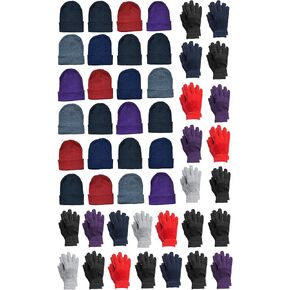 Yacht & Smith Wholesale Beanie and Glove Winter Bulk Kit, Kids Adults Bulk Sets, Homeless Donation Shelters