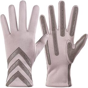 Winter Gloves for Women Touchscreen, Womens Gloves Chevron Spandex Fleece Lined, Gloves for Women Leather Anti-Slip