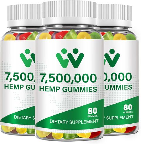 3 Packs Organic Hemp Gummies 7,500,000 High Strength - High Potency Hemp Oil Infused Gummies - Natural Hemp Candy Supplements - 240 Gummies in Saudi Arabia