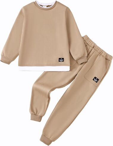 Boy Clothes Kids Boys Fall Winter Outfits Long Sleeve Fleece Hooded Tracksuit Sweatshirt Tops Jogging Sweatpants in Kuwait