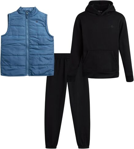 RBX Boys' Joggers Set - 3 Piece Fleece Pullover Hoodie, Jogger Pants, and Puffer Vest - Active Tracksuit Set for Boys (4-12) in Kuwait
