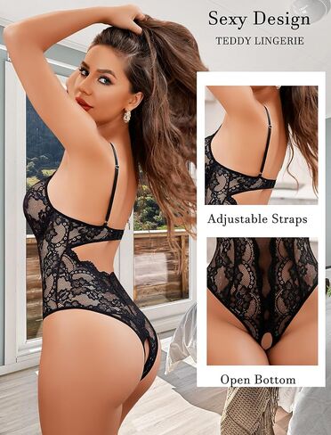 Avidlove Sexy Lingerie for Women Lace Teddy Bodysuit Deep V Cut Out Babydoll One Piece lingerie in Kuwait