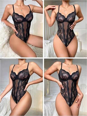 Avidlove Sexy Lingerie for Women Lace Teddy Bodysuit Deep V Cut Out Babydoll One Piece lingerie in Kuwait