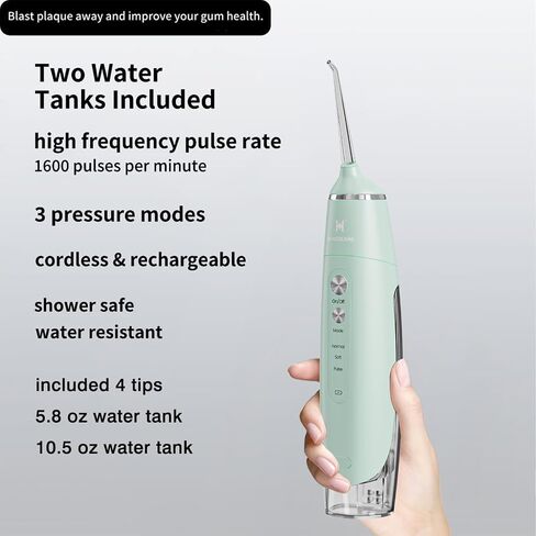 Water Flosser,Water Flosser Equipped with Two Water Tanks for Home and Travel,3 Modes Dental Oral Irrigator,Portable,IPX7 Waterproof,Powerful Battery Life, Water Dental Flossers for Teeth in Saudi Arabia