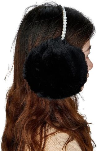 Women's Winter Earmuffs Girls Foldable Warm Cold Plush Earmuffs Pearl Fashion Warm Ear Muffs in Saudi Arabia