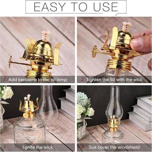 2 Pieces Chamber Oil Lamp Classic Kerosene Lamp Lantern Vintage Oil Lantern Decorative Clear Hurricane Lamp with Adjustable Fire Wick for Home Indoor Use, 13 Inch Height (Clear, Black) in Kuwait